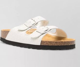 Woolrich leather sandals two strap flat sole