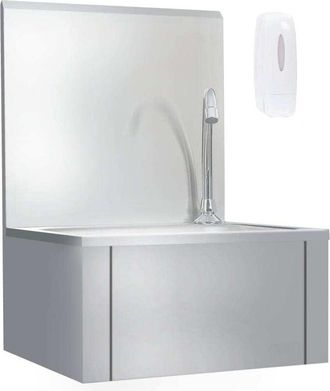 vidaXL Vidaxl - Fregadero lavamanos con grifo y dispensador de jabón acero inox