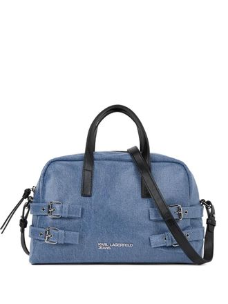 Karl Lagerfeld buckle denim bowling bag - women - Polyurethane/Polyester/Fabric - OS - Blue