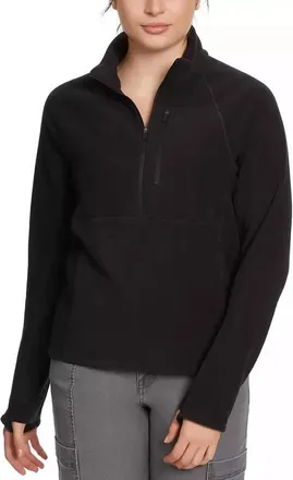 G.H. Bass & Co. Bass Outdoor Fleece Jacket Womens Black Half-Zip Pockets Long-Sleeve FTS642