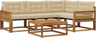 vidaXL Conjunto De Sof&aacute;s De Exterior 5 Uds. Natural Y Beige Vidaxl