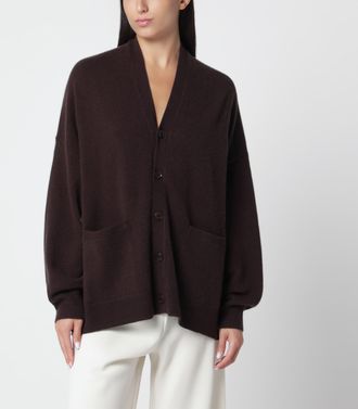Extreme Cashmere Cardigan Tokio marrone scuro in misto cashmere
