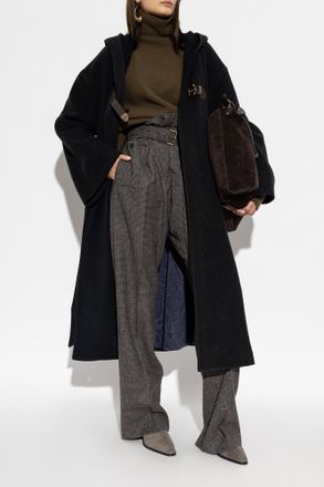 Etro Wool Coat With Hood, Womens, Black