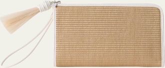 Akris Alexa Tassel Woven Cotton Clutch Bag