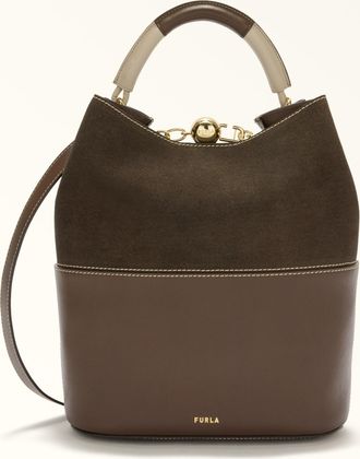 Furla Sfera Borsa A Secchiello S Espresso Pelle Di Vitello Napoli Double A Blocchi Di Colore + Pelle Di Vitello Morbida Roma Color-block Donna