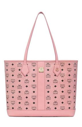 MCM New Medium Liz Shopper in Visetos in Soft Pink at Nordstrom