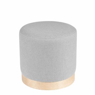 Koketto Home Puff redondo tapizado con base de madera natural gris claro