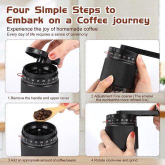 OEM Macinacaff&egrave; Manuale - Macina Chicchi Di Caff&egrave; - Macinacaff&egrave; Portatile - Lame Coniche In Ceramica - Per Espresso E French Press - 1 Pezzo - Nero