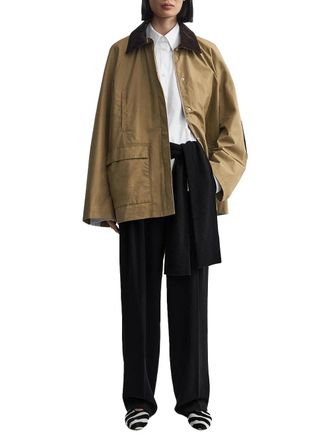 Toteme Waxed Cotton with Corduroy Collar Jacket - Beige