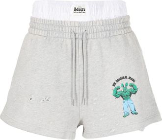 Natasha Zinko drawstring cotton track shorts - unisex - Cotton - S - Grey