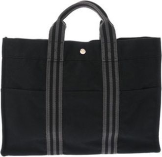 Herm&egrave;s Black Canvas Tote Bag (Pre-Owned)