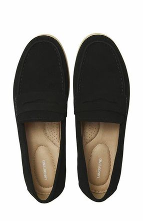 Lands End Suede Penny Loafers in Black at Nordstrom, Size 10.5