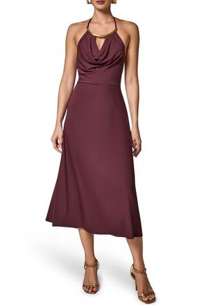 DKNY Halter Midi Dress in Prune at Nordstrom, Size 10