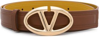 Valentino Garavani maxi VLogo leather belt - women - Calf Leather - 75 - Brown