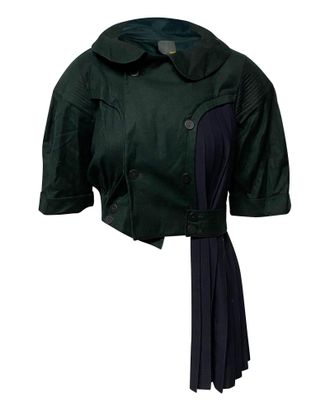 Fendi Fendi Dubbelzijdige Verkorte Parka met Pliss&eacute; Detail in Groene Virgin Wool