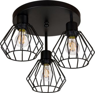 OEM L&aacute;mpara De Techo Negra, Metal Industrial, 3xe27, Iluminaci&oacute;n Led Moderna Para Sal&oacute;n, Cocina, Dormitorio, Habitaci&oacute;n Infantil, Loft