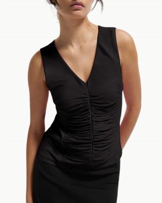 Nation Ltd Tara V-Neck Tank In Jet Black