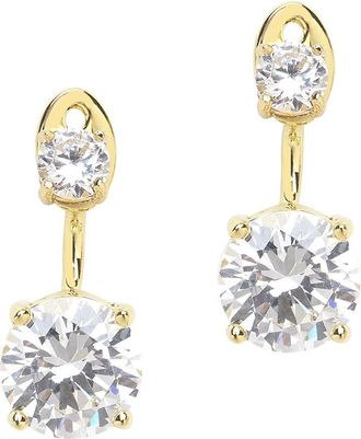 Sterling Forever Brilliant CZ Stud Jacket Earrings-Silver
