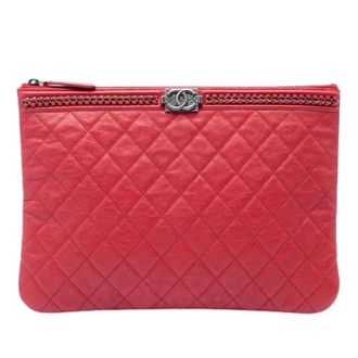 Chanel Pre-owned Vintage Clutch - Dames - Pre-owned - Rood - Maat: ONE Size Leer