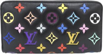 Louis Vuitton Black Multi-Color Leather Long Wallet (Bi-Fold) (Pre-Owned)