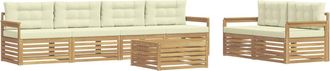 vidaXL Conjunto De Sof&aacute;s De Exterior 7 Uds. Blanco Y Crema Poli&eacute;ster Vidaxl