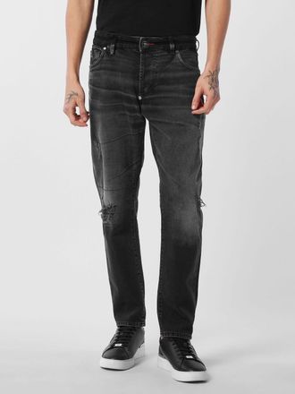 Philipp Plein Jeans straight fit in denim di cotone a cinque tasche con vita media