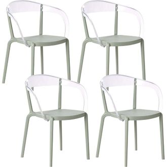 Beliani Set di 4 sedie da giardino in plastica Materiale sintetico Interno Esterno con braccioli Sala da pranzo Verde chiaro Malevizi