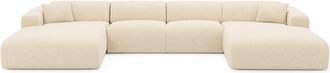 Sia Home Sof&aacute; panor&aacute;mico sim&eacute;trico 7 plazas tejido terciopelo con motivos crema