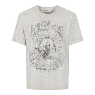 Golden Goose T-Shirts, male, Gray, Size: XL Vintage Print Cotton T-shirt