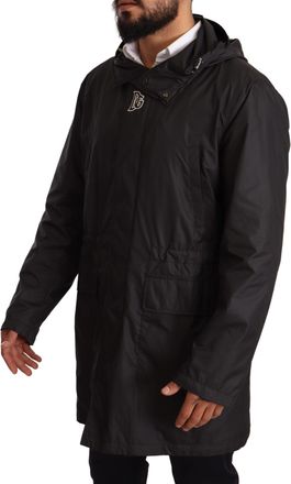 Dolce & Gabbana Black Hooded Mens Trench Coat Mens Jacket
