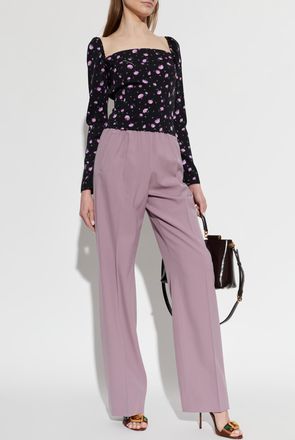 Dolce & Gabbana Silk Shirt With Floral Motif, Womens, Black