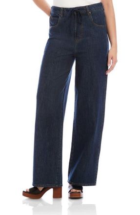 Karen Kane Drawstring Wide Leg Jeans in Denim at Nordstrom, Size X-Large