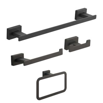 Gedy Gedy - 44991400002 Set 4 Piezas (toallero 35 Cm, Portarrollo, Percha, Argolla) Negro Mate - Ref: 44991400002