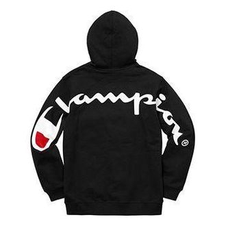 SUPREME x Champion Hooded Sweatshirt Black White SUP-SS18-526