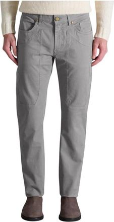 Jeckerson Katoenmix Broek met Rits en Knoop en Zakken - Heren - Chinos - Grijs - W36 - Katoen - Broeken