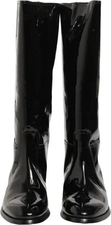 Dolce & Gabbana Mens Black Leather Knee High Heels Boots Shoes Accessory