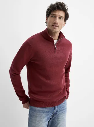 Le 31 Mens Zip-up mock-neck sweater