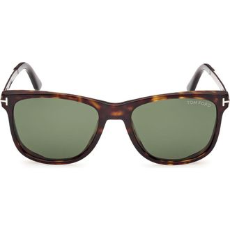 Tom Ford 53mm Square Sunglasses in Havana Gunmetal /Green at Nordstrom Rack