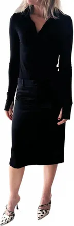 The Garment Bree Long Sleeve Polo Tee In Black