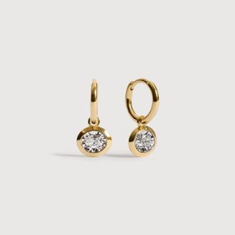 Monica Vinader Gold Oval Diamond Huggie Earrings Lab Grown Diamond