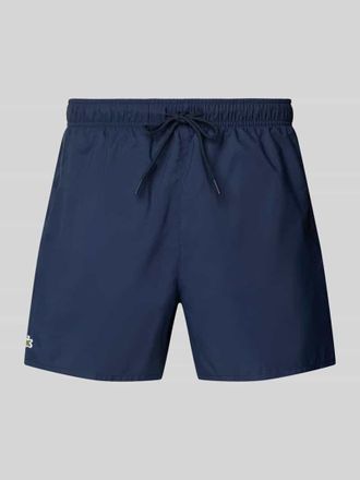 Lacoste Badeshorts mit Logo-Stitching in Dunkelblau, Gr&ouml;&szlig;e XL