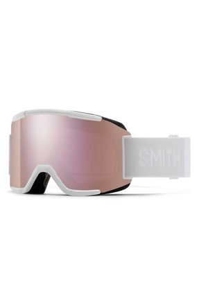 Smith Squad ChromaPop Low Bridge Snow Goggles in White /Chromapop Rose Gold at Nordstrom