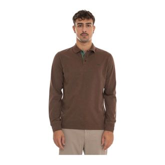 Harmont & Blaine Piqu&eacute; polo met lange mouwen - Heren - Tops - Bruin - Maat: L Piqu&eacute;