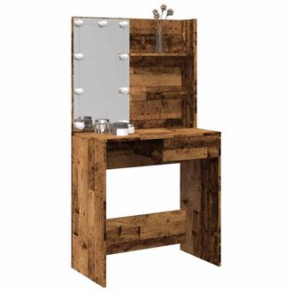 Berkfield Home Dressing Table with LED Old Wood 74.5x40x141 cm in Brown