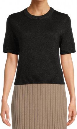 Lilla P Short Sleeve Sparkle Sweater In Black