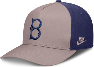 Nike Brooklyn Dodgers Cooperstown Rise Nike Mens MLB A-Frame Adjustable Hat in Brown | NB1A0KJ9KB-LCD