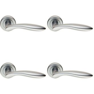 Loops 4x PAIR Smooth Ergonomic Handle on Round Rose Concealed Fix Satin Chrome