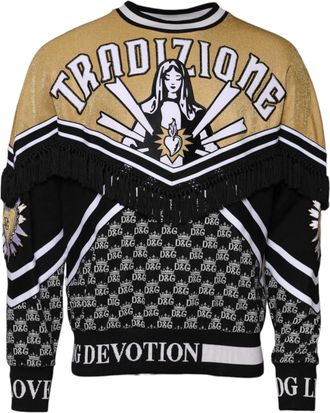 Dolce & Gabbana Multicolor Cotton Crew Neck Pullover Mens Sweater (Pre-Owned)