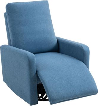 HOMCOM Poltrona Reclinabile Manualmente a 135°, Girevole e Funzione Dondolo Blu