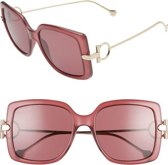 Ferragamo Salvatore Ferragamo Gancio 55mm Square Sunglasses in Wine at Nordstrom Rack